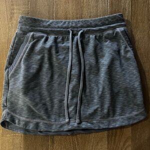 Gray Casual Skirt with Drawstring